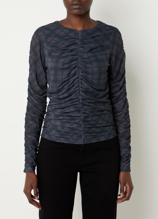 Neo Noir Bea top van mesh met ruitdessin