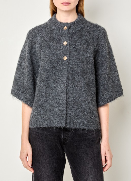 Neo Noir Benuta grofgebreid vest in wolblend