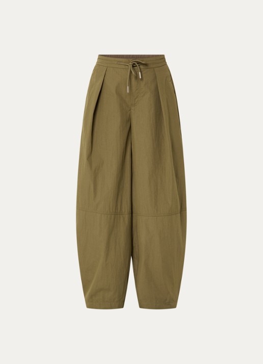Neo Noir Bernie high waist wide fit broek met steekzakken - voorkant 3 legergroen