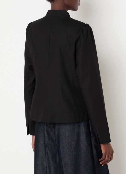 Neo Noir Blazer in linnenblend met pofmouw - achterkant 2 zwart
