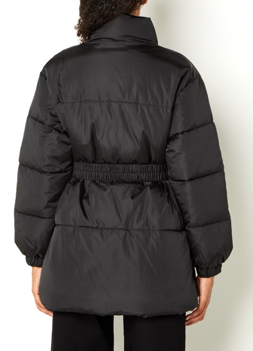 Neo Noir Bobbie puffer jack met ceintuur - achterkant 3 zwart
