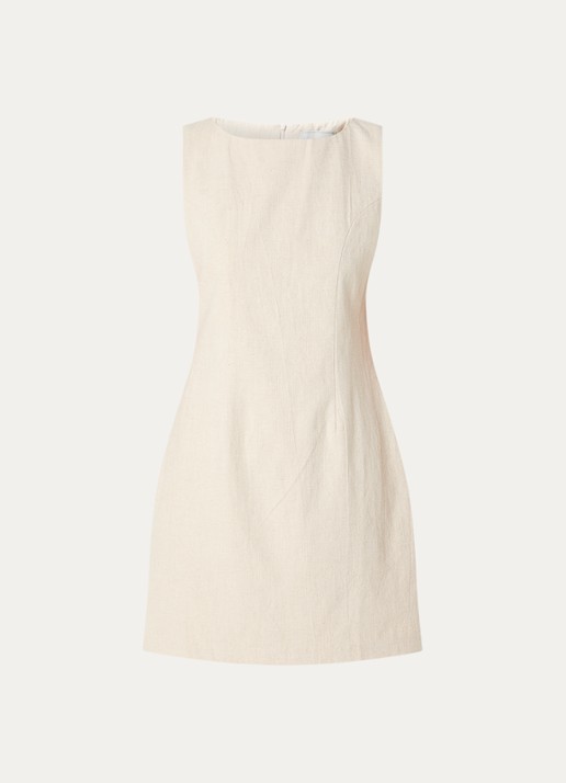 Neo Noir Bruna mini jurk met stretch - voorkant 2 creme