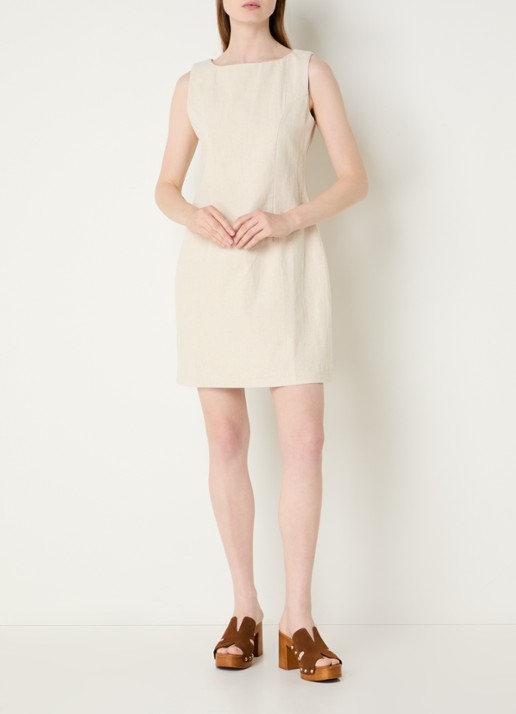 Neo Noir Bruna mini jurk met stretch - voorkant 3 creme