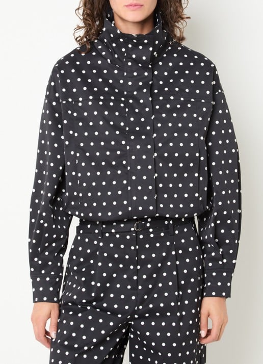 Neo Noir Callisa bomberjack met opstaande kraag en stippenprint
