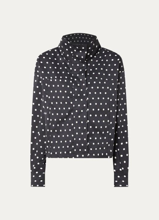Neo Noir Callisa bomberjack met opstaande kraag en stippenprint - voorkant 3 zwart