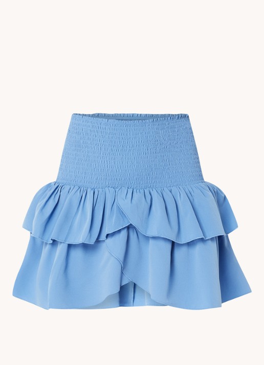 Neo Noir Carin minirok met smockwerk en volant  - voorkant 2 blauw