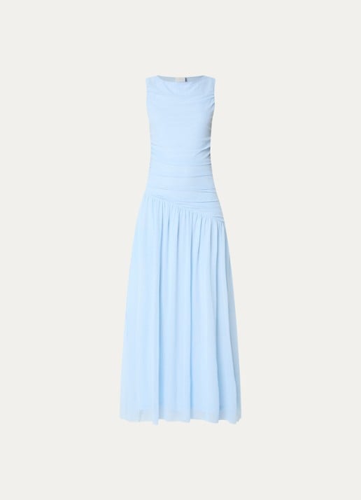 Neo Noir Cludine maxi jurk  - voorkant lichtblauw