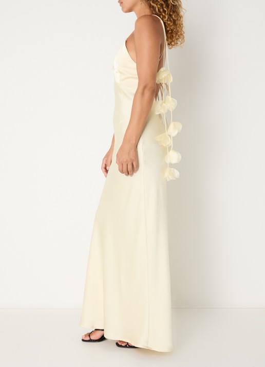 Neo Noir Colly maxi avondjurk met applicatie - achterkant 3 lichtgeel