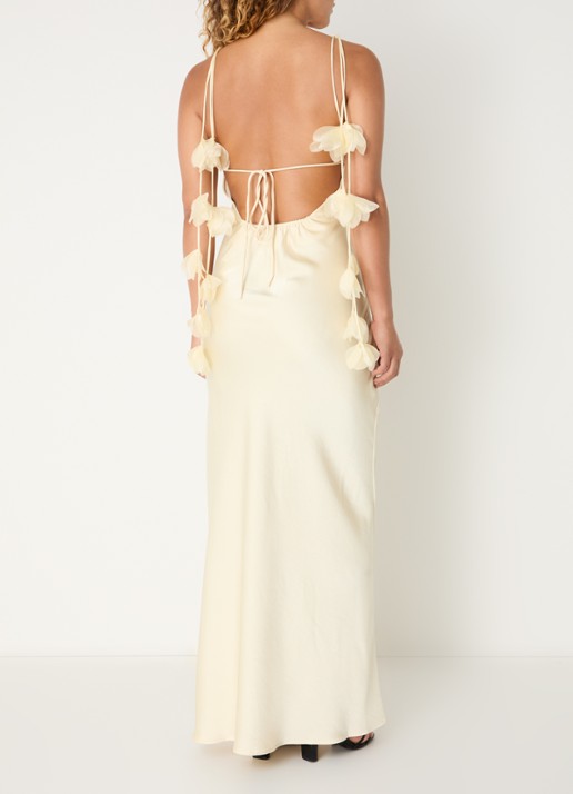 Neo Noir Colly maxi avondjurk met applicatie - voorkant 2 lichtgeel