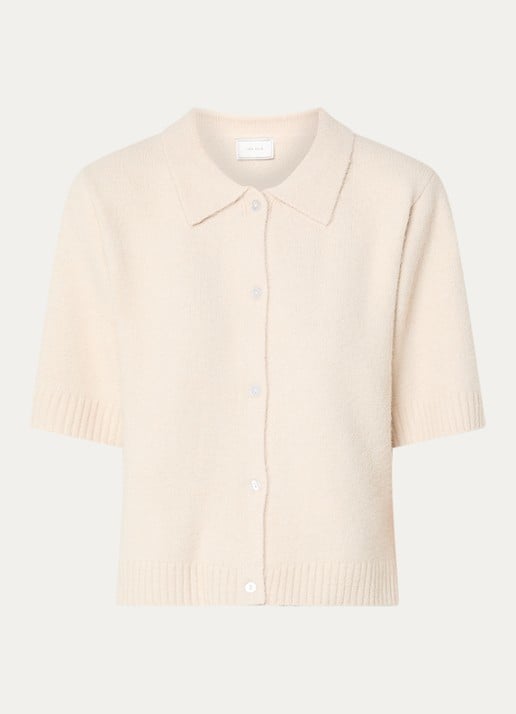 Neo Noir Cunna grofgebreide polo in wolblend - voorkant 3 beige