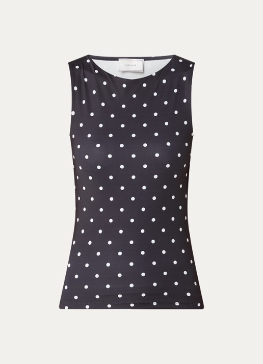 Neo Noir Ditty top met stippenprint - voorkant zwart