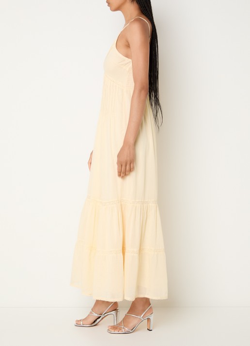 Neo Noir Elorie maxi jurk met broderie - voorkant 3 lichtgeel