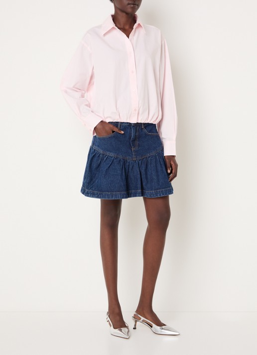 Neo Noir Emmana blouse met pofmouw - voorkant 4 lichtroze