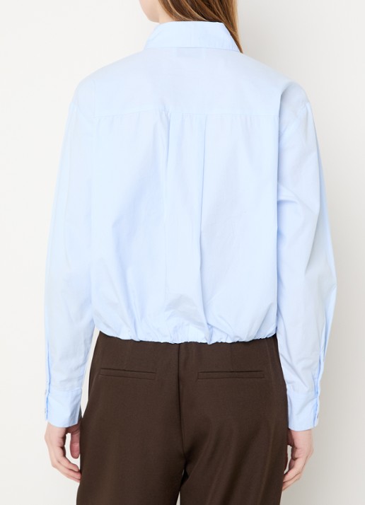 Neo Noir Emmana cropped blouse van katoen - achterkant lichtblauw