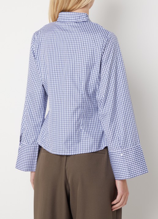 Neo Noir Fenli blouse met ruitdessin en asymmetrische zoom - achterkant 3 blauw