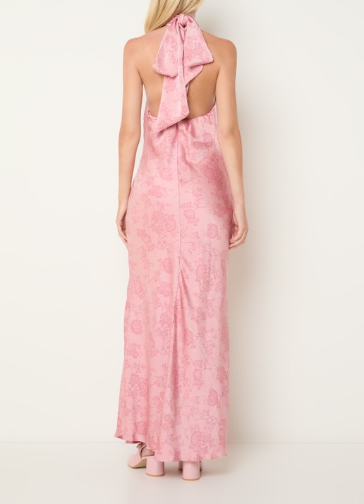 Neo Noir Fiona maxi jurk met print - voorkant 4 lichtroze