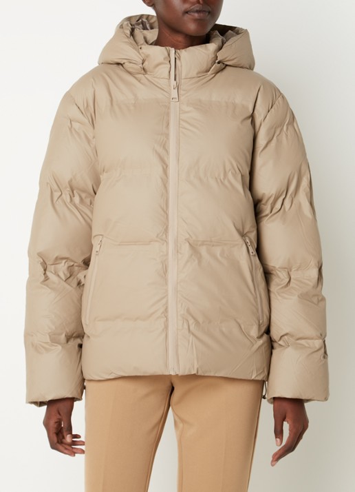 Neo Noir Fox puffer jack met afneembare capuchon - detail khaki