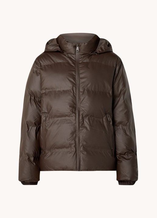Neo Noir Fox puffer jack met afneembare capuchon - voorkant donkerbruin