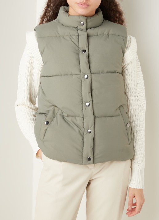 Neo Noir Frankie gewatteerde bodywarmer met steekzakken - detail grijs