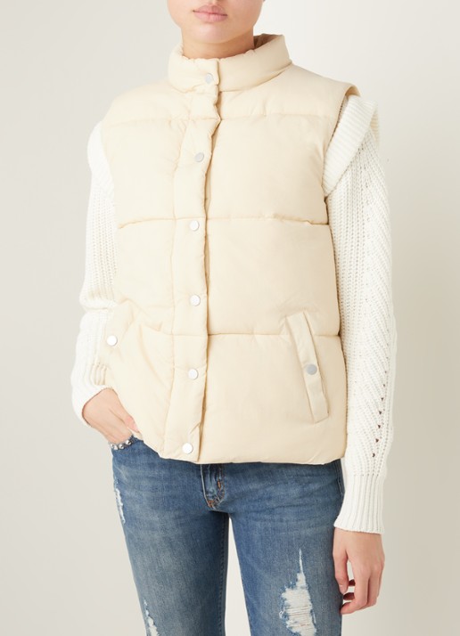 Neo Noir Frankie gewatteerde bodywarmer met steekzakken - detail 2 creme