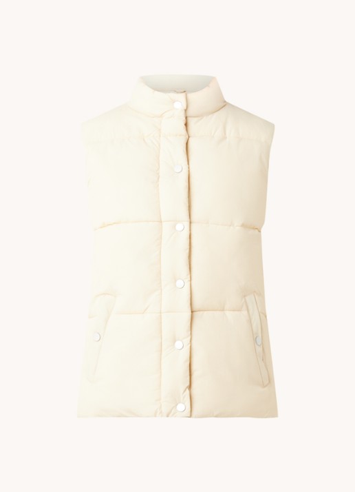 Neo Noir Frankie gewatteerde bodywarmer met steekzakken - voorkant 3 creme