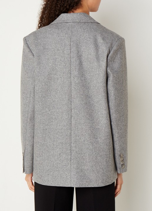 Neo Noir Gaby blazer in wolblend met klepzakken - achterkant 3 grijsmele