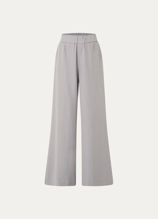 Neo Noir Janel high waist wide fit pantalon met steekzakken - voorkant 3 lichtgrijs