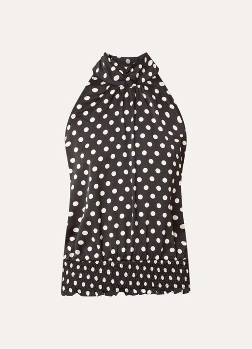 Neo Noir Jos top met stippenprint en strikkraag