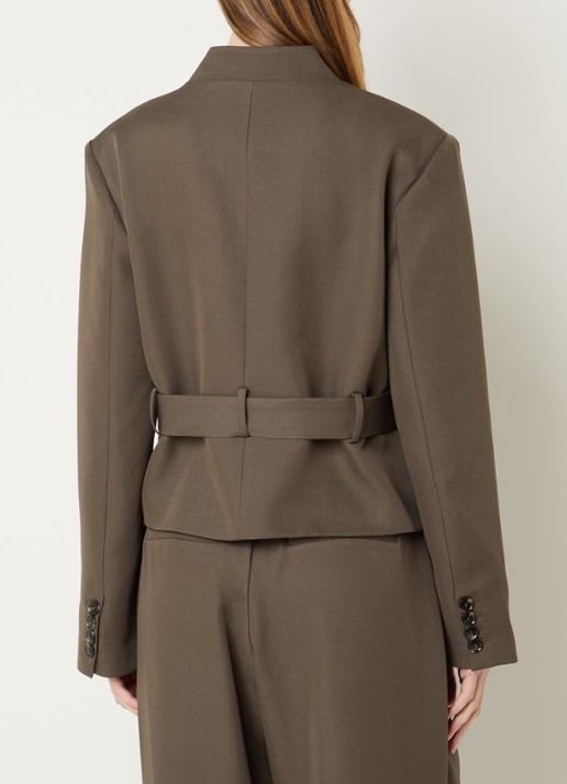 Neo Noir Kailyn blazer met ceintuur - achterkant bronsgroen