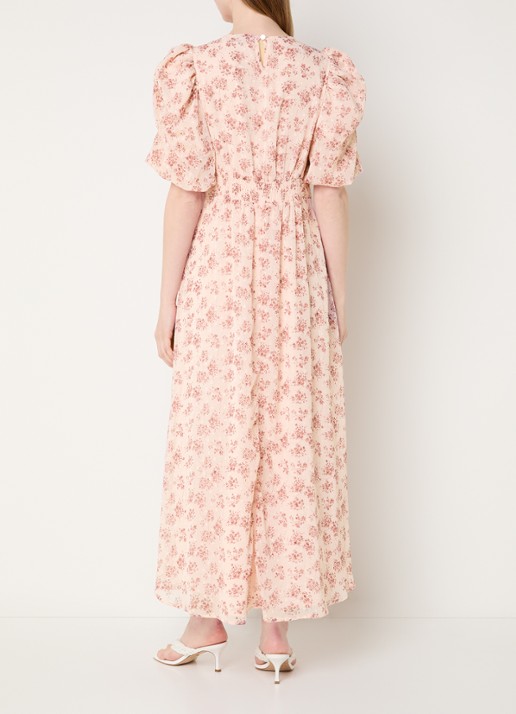 Neo Noir Kikka maxi jurk met bloemenprint - achterkant 4 lichtroze