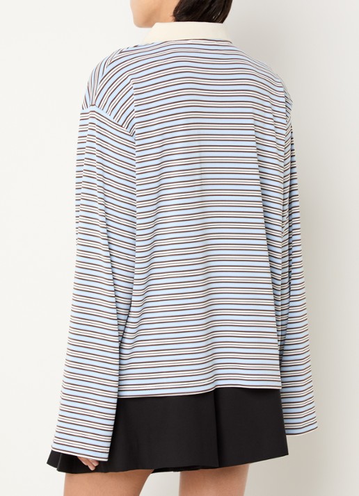 Neo Noir Lirenne polo met streepprint - achterkant 2 lichtblauw