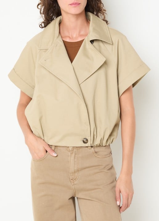 Neo Noir Lisha trenchcoat met asymmetrische hals