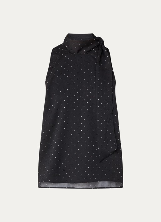 Neo Noir Lorelei top van crêpe met strass - voorkant 2 zwart