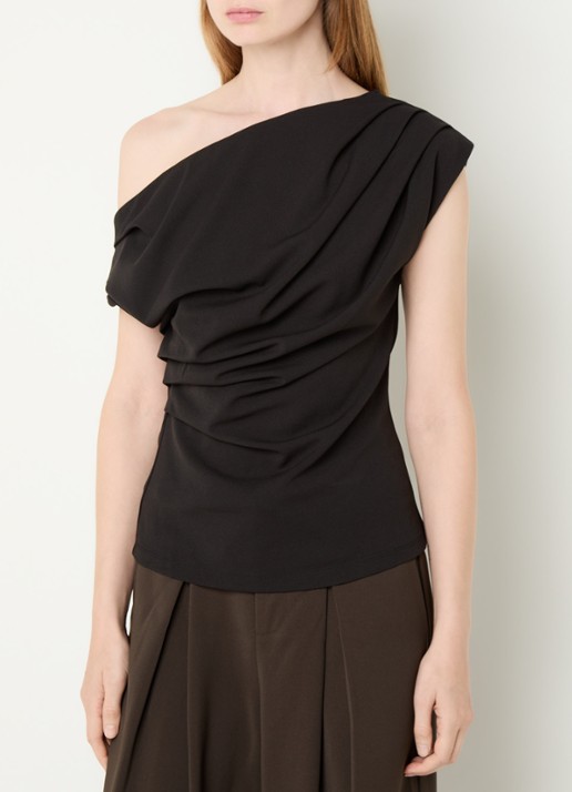 Neo Noir Mabelle one shoulder top met ruches