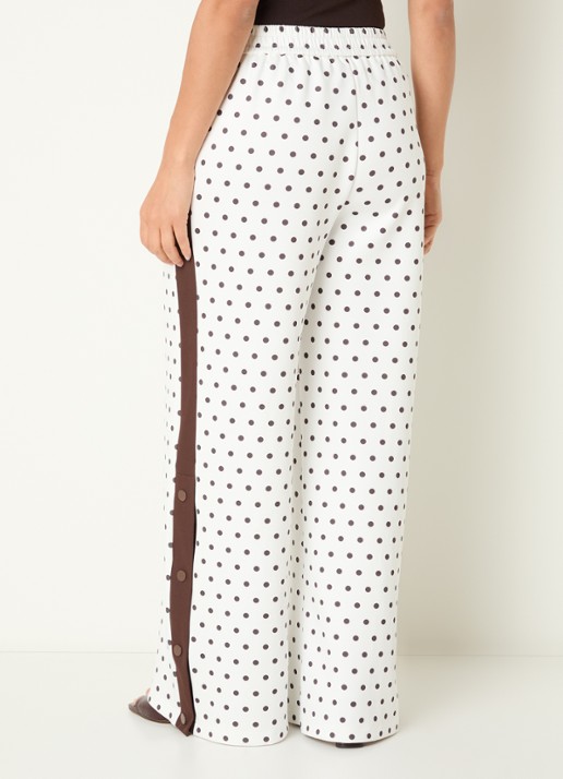 Neo Noir Meggie high waist straight fit trackpants met stippenprint - achterkant 2 gebroken wit