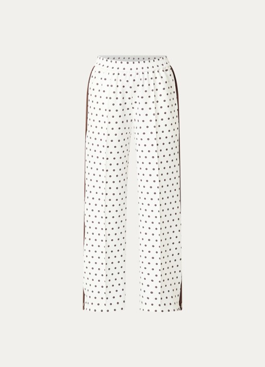 Neo Noir Meggie high waist straight fit trackpants met stippenprint - voorkant 3 gebroken wit
