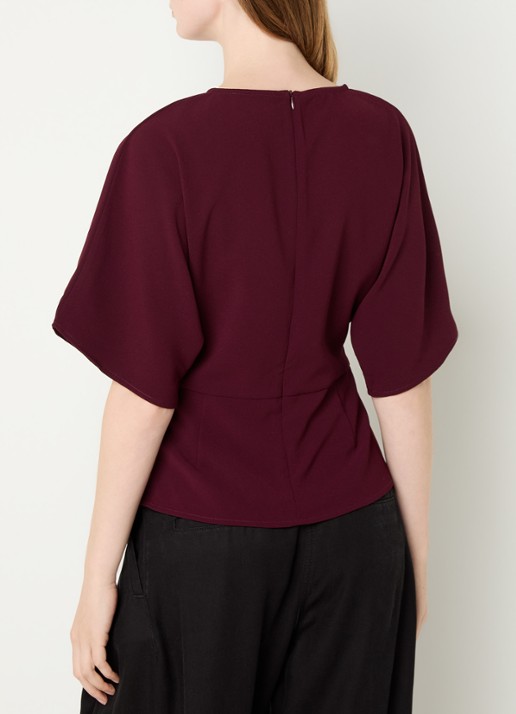 Neo Noir Miriel tuniek met ruches - achterkant 2 aubergine