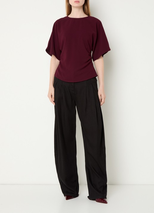 Neo Noir Miriel tuniek met ruches - voorkant 4 aubergine