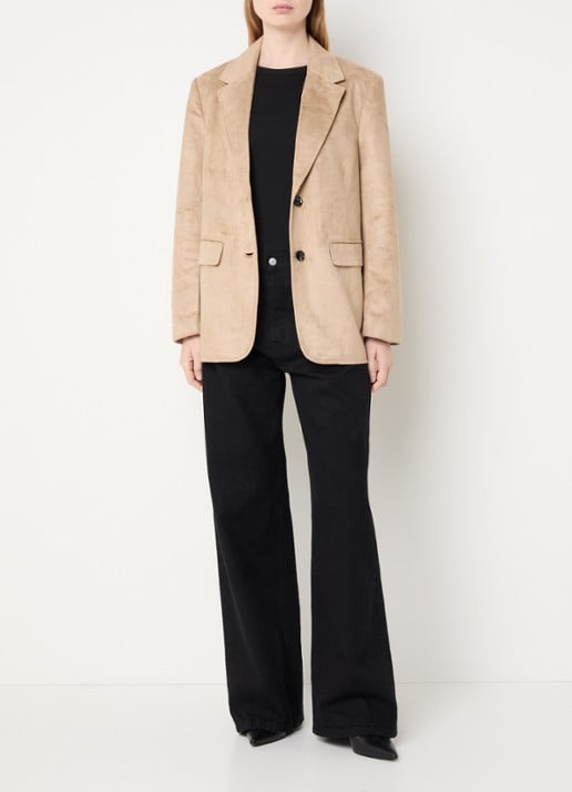 Neo Noir Namy blazer van imitatiesuède met klepzakken - voorkant 3 camel
