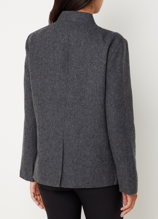 Neo Noir Nerine blazer in wolblend met klepzakken - achterkant 4 antraciet