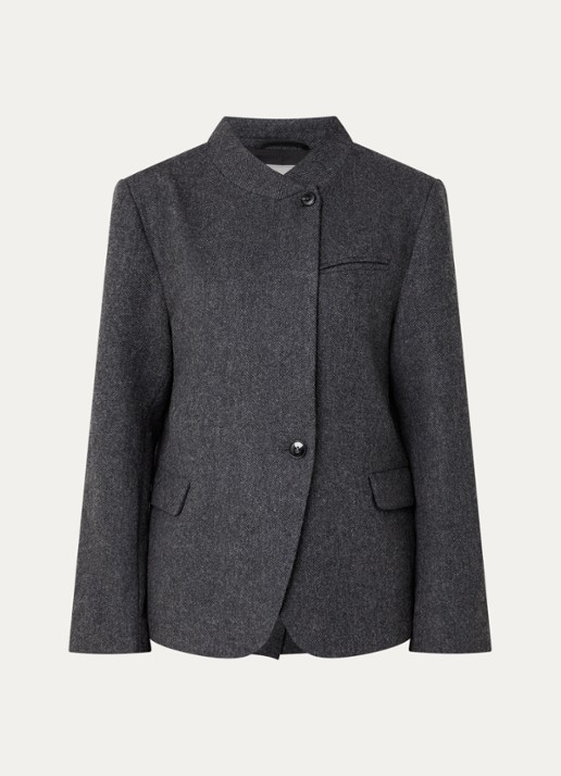 Neo Noir Nerine blazer in wolblend met klepzakken - voorkant 2 antraciet