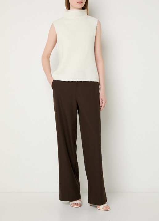Neo Noir Odelia grofgebreide top in alpaca wolblend - voorkant 2 gebroken wit