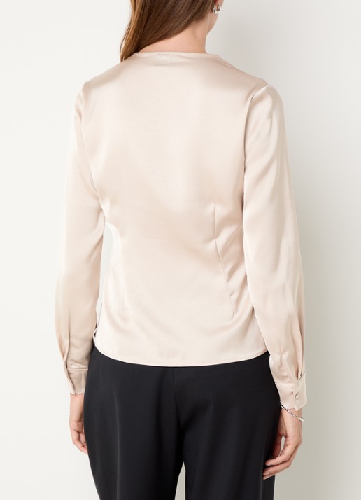 Neo Noir Petris blouse van satijn  - achterkant naturel