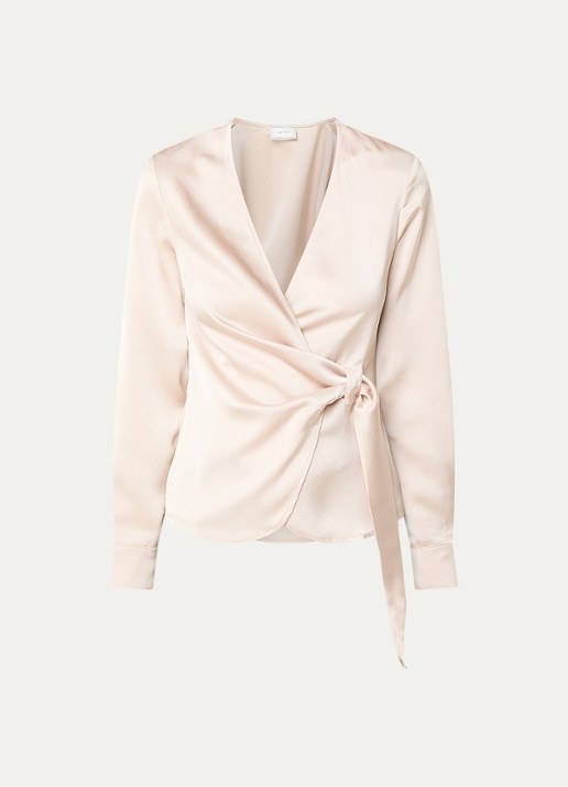 Neo Noir Petris blouse van satijn  - voorkant 2 naturel