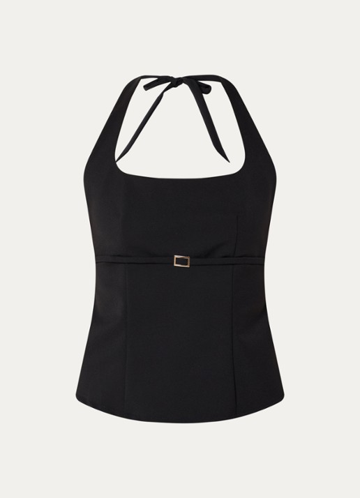 Neo Noir Rafla mouwloze top met gespdetail - voorkant 2 zwart