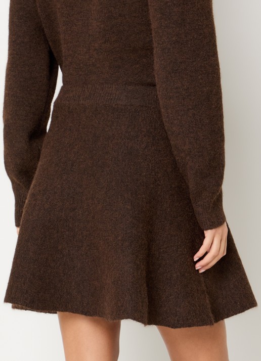 Neo Noir Renata mini rok in wolblend - achterkant 4 hazelnootbruin