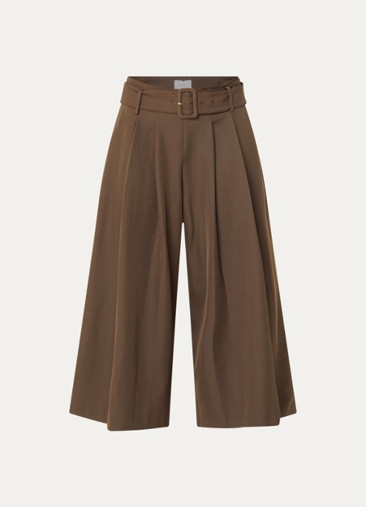 Neo Noir Rilene high waist wide fit culotte met ceintuur - voorkant 2 bruin