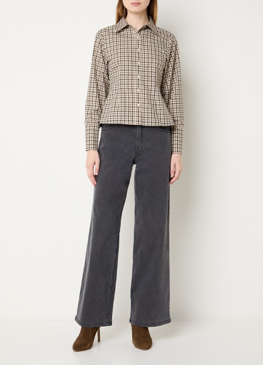 Neo Noir Rosa blouse met ruitdessin - voorkant 3 beige