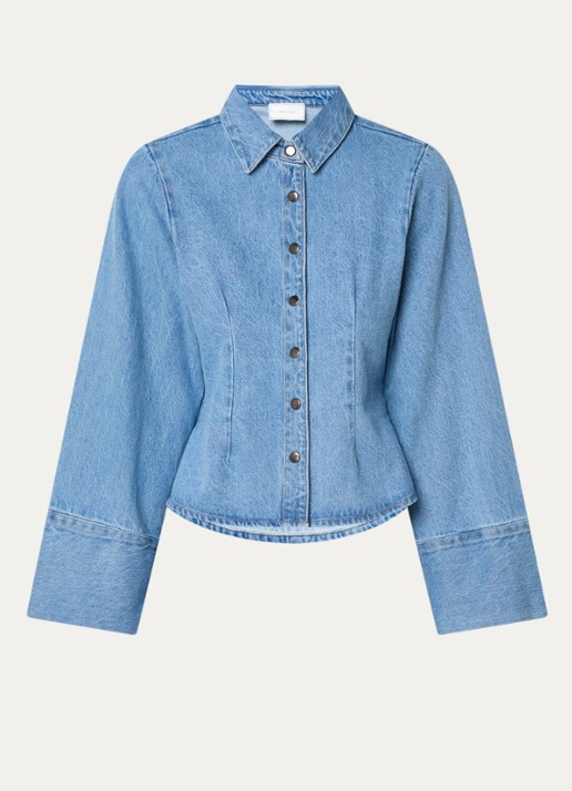 Neo Noir Rosa blouse van denim - voorkant 3 blauw