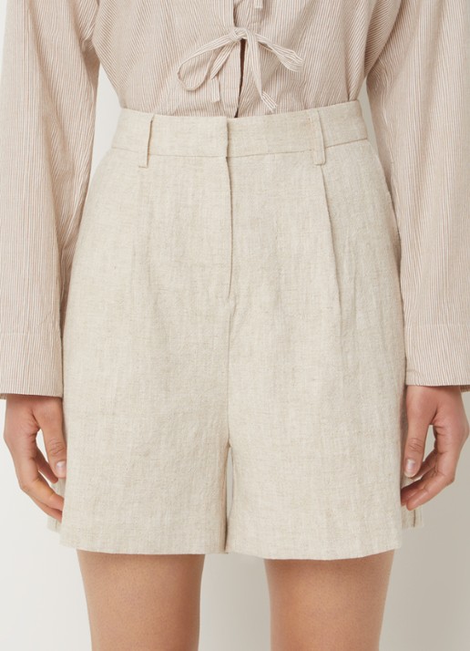 Neo Noir Saga high waist straight fit korte broek in linnenblend